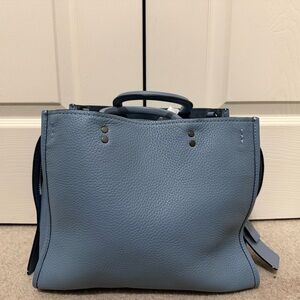 Coach Rogue 30 Pebbled Leather Satchel in Slate Blue